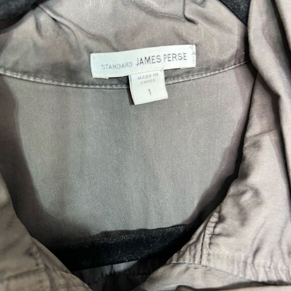 James Perse Utility Jacket Womens small Zip Up Light Weight Gray peppy comfort - Picture 7 of 7